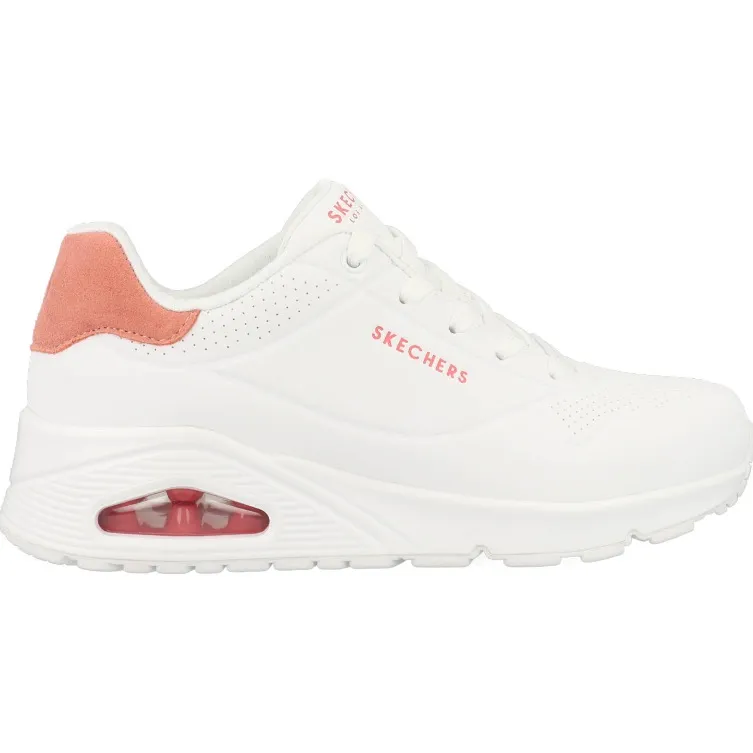 Skechers Uno Pop Back lage sneakers wit