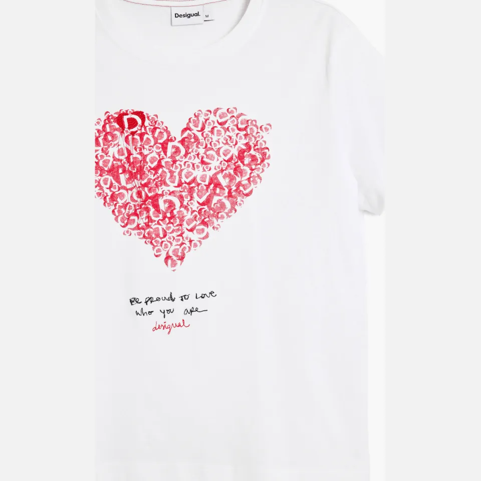Desigual T-shirt met hartjes wit, foto 4
