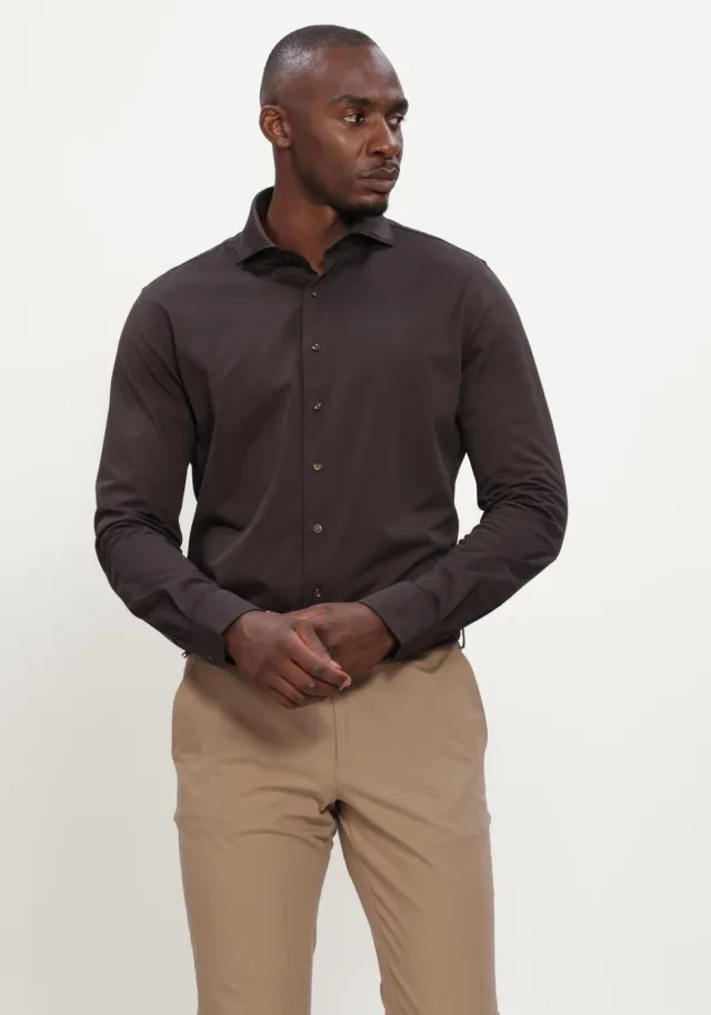 Profuomo Heren Overhemden Shirt X-cutaway - Bruin