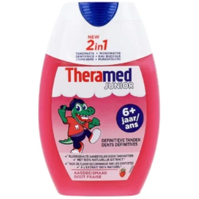 Theramed Tandpasta 2 in1 Junior Aardbeismaak 6+ 75 ml