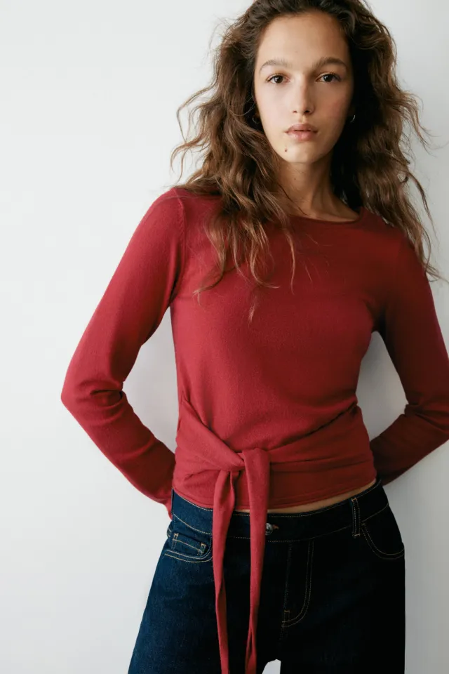 Mango gebreide top rood