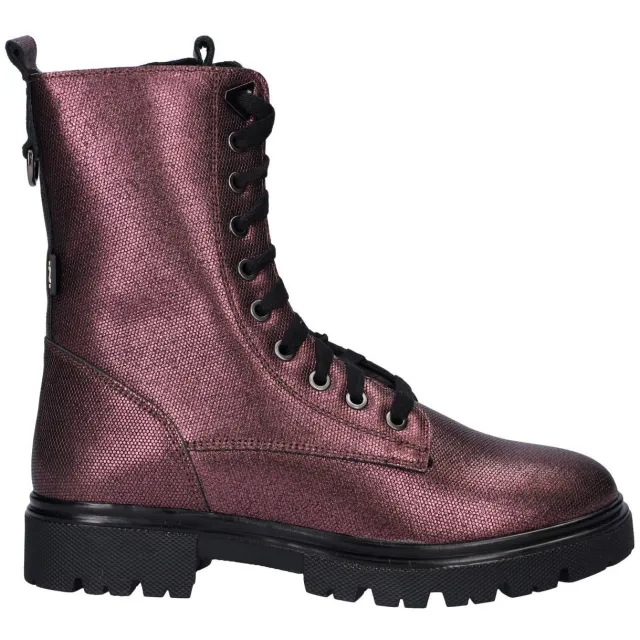 Nelson Kids leren enkelboots met profielzool - aubergine metallic