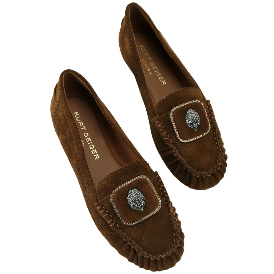 Kurt Geiger Pimlico suède mocassins met strass-steentjes - bruin, foto 2