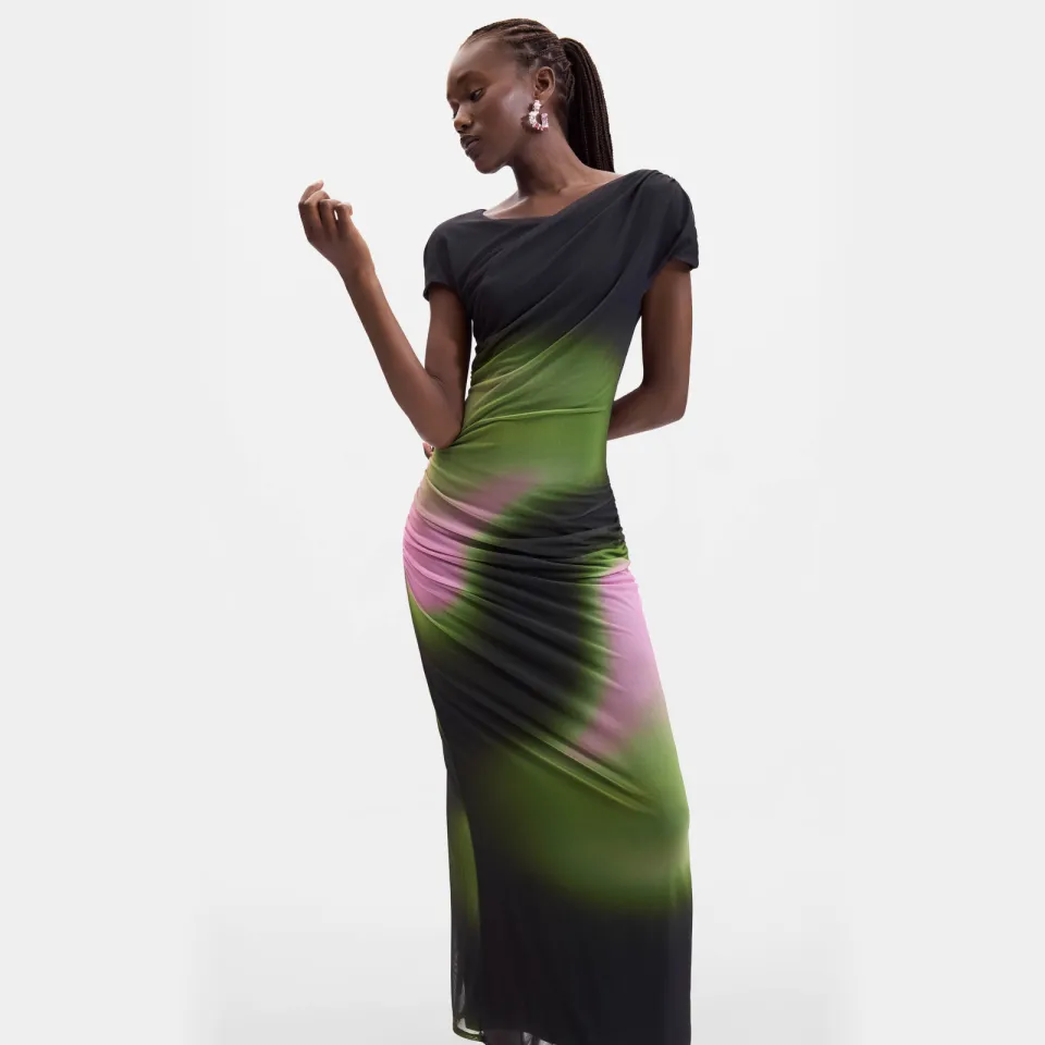 Desigual midi zomerjurk met print groen, foto 2