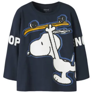 NAME IT MINI Snoopy longsleeve donkerblauw