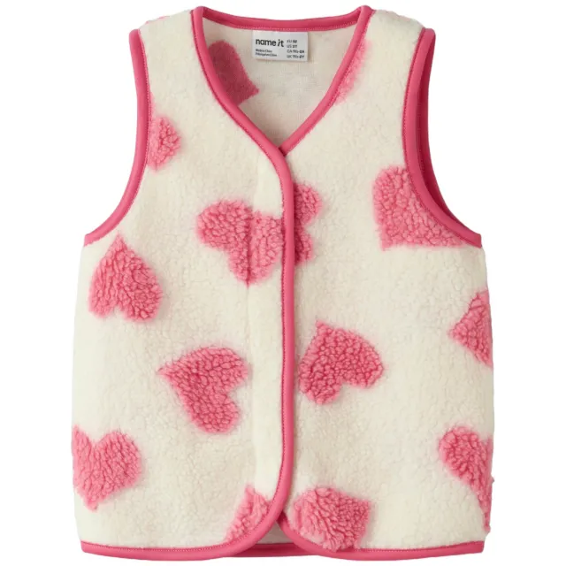 NAME IT MINI teddy jacquard gilet met hartjes - roze, foto 2