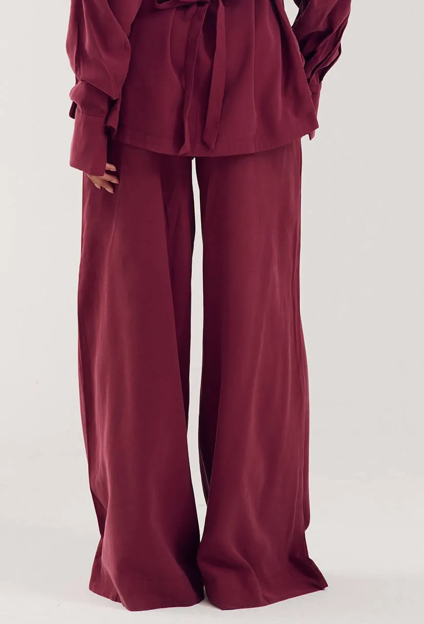 Harper & Yve wide leg broek - wijnrood, foto 4