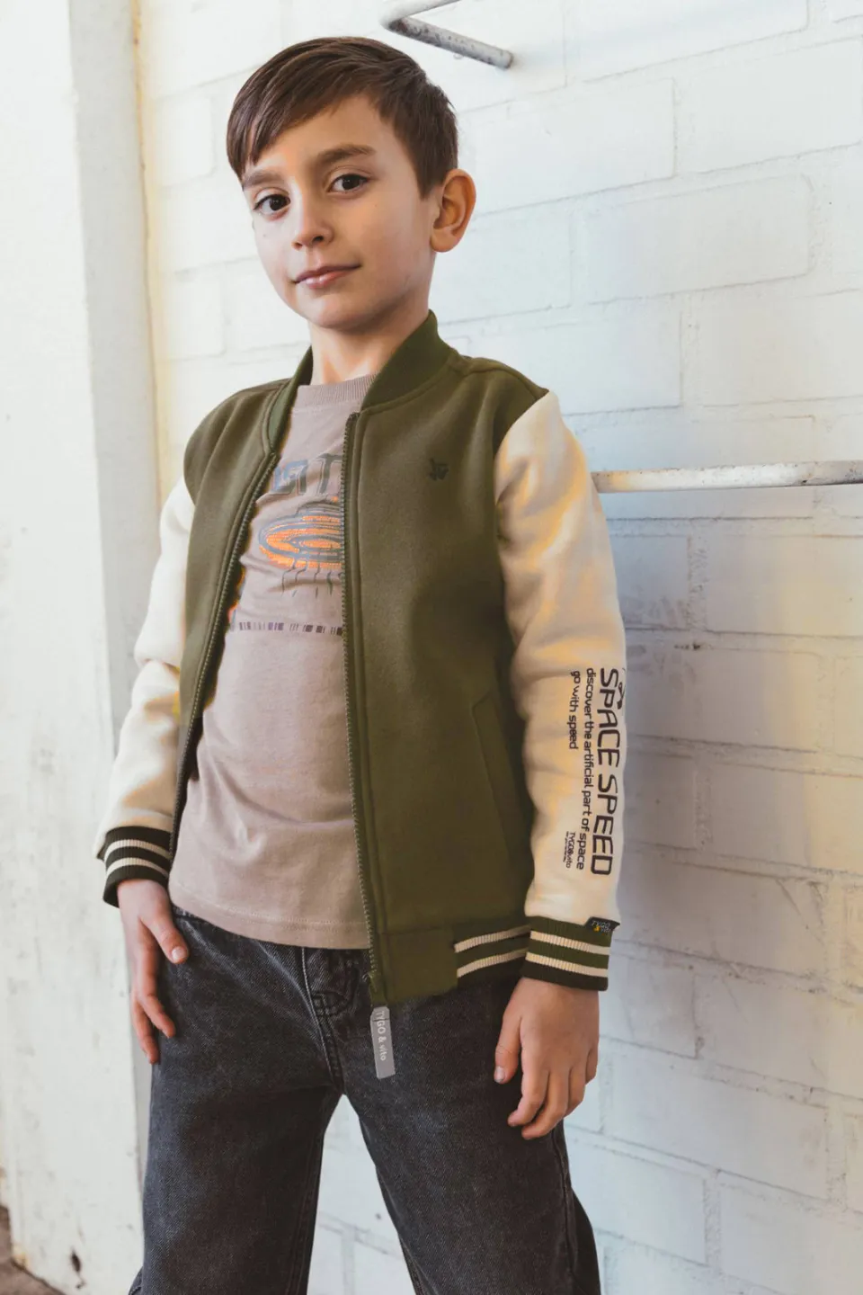 TYGO & vito jersey rechtvallende longsleeve met print zand, foto 5