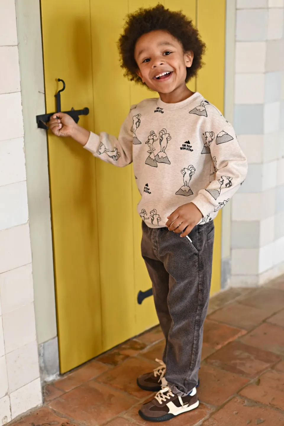 Sturdy relaxed fit sweater Mountain top offwhite/zwart, foto 6