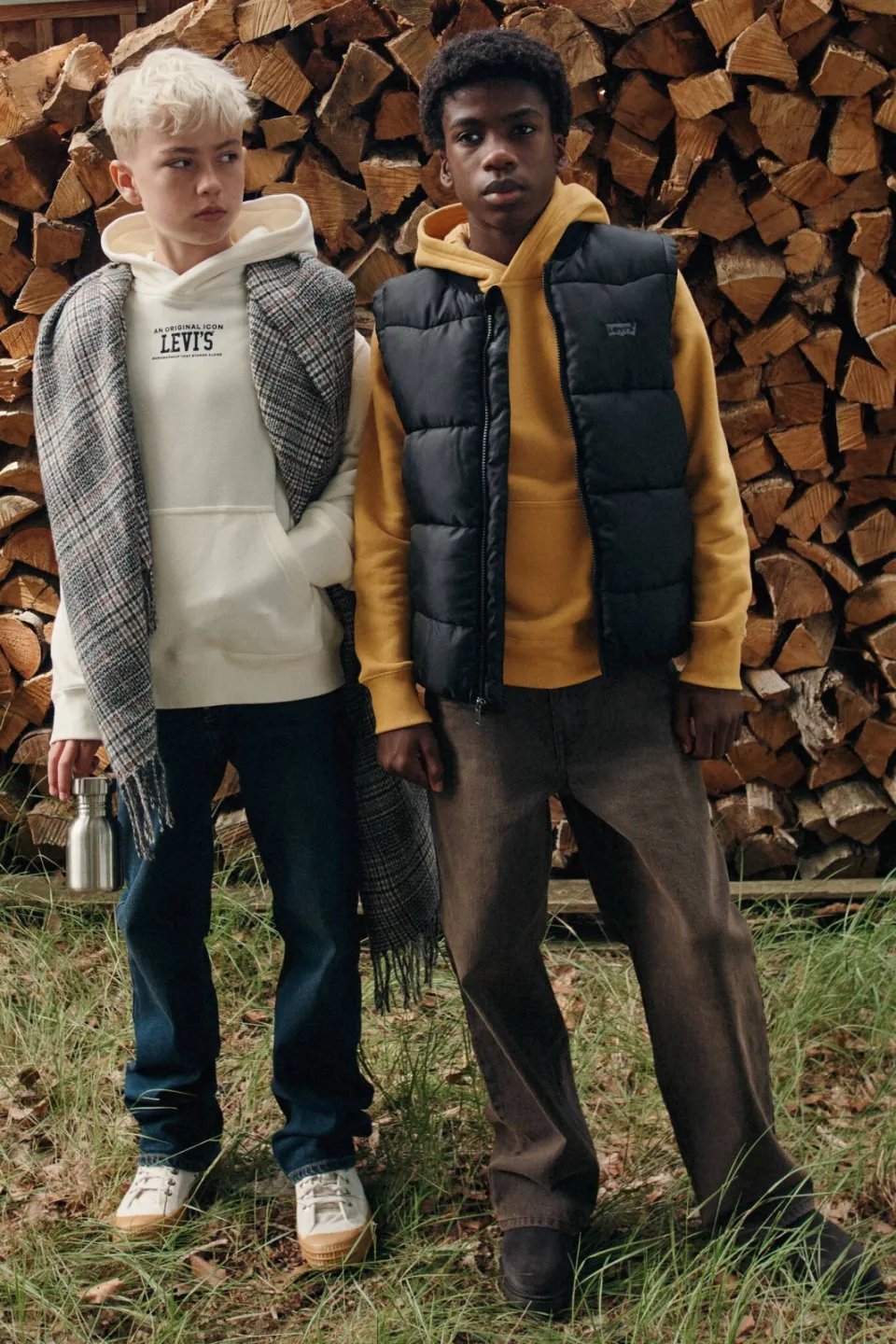 Levi's Kids hoodie met backprint - ecru