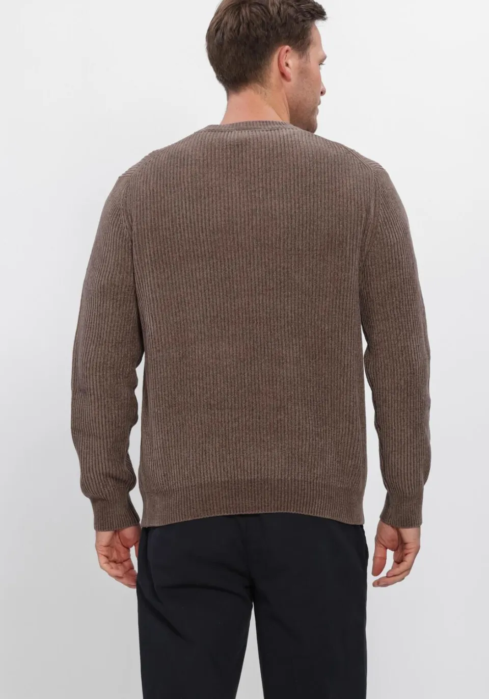 Profuomo Heren Truien & Vesten Pullover Crew Neck Chenille Rib - Bruin, foto 3