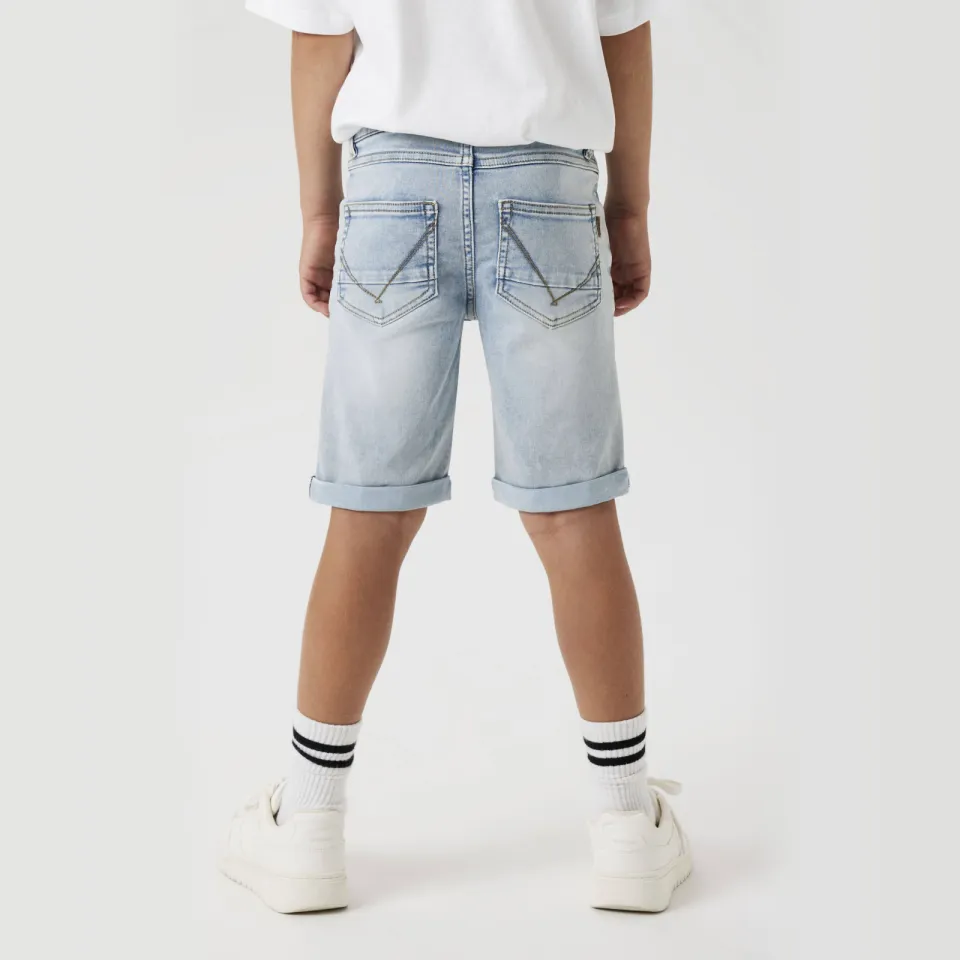 NAME IT slim fit jeansshort lichtblauw light blue bleached denim, foto 7