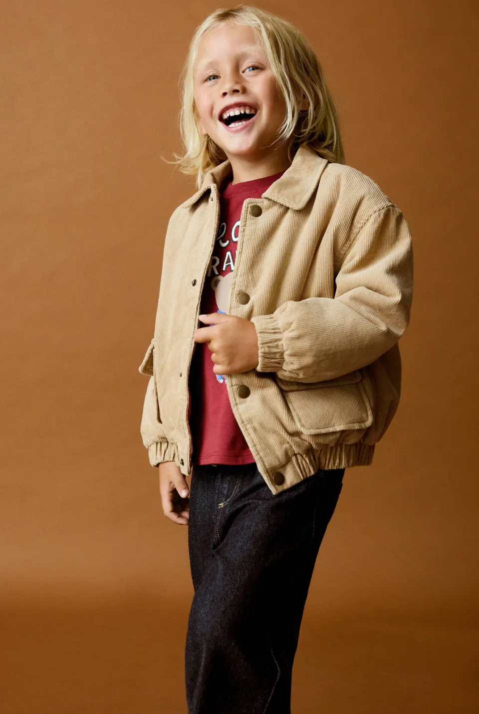 Mango Kids corduroy jas lichtbruin