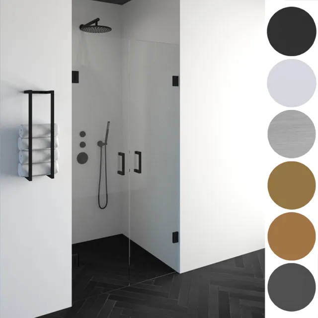 Sanitop BRAUER Void pendeldeuren helder glas 90x200 incl. glascoating PVD gunmetal geborsteld
