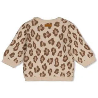 Feetje gebreide sweater met panterprint - zand, foto 4