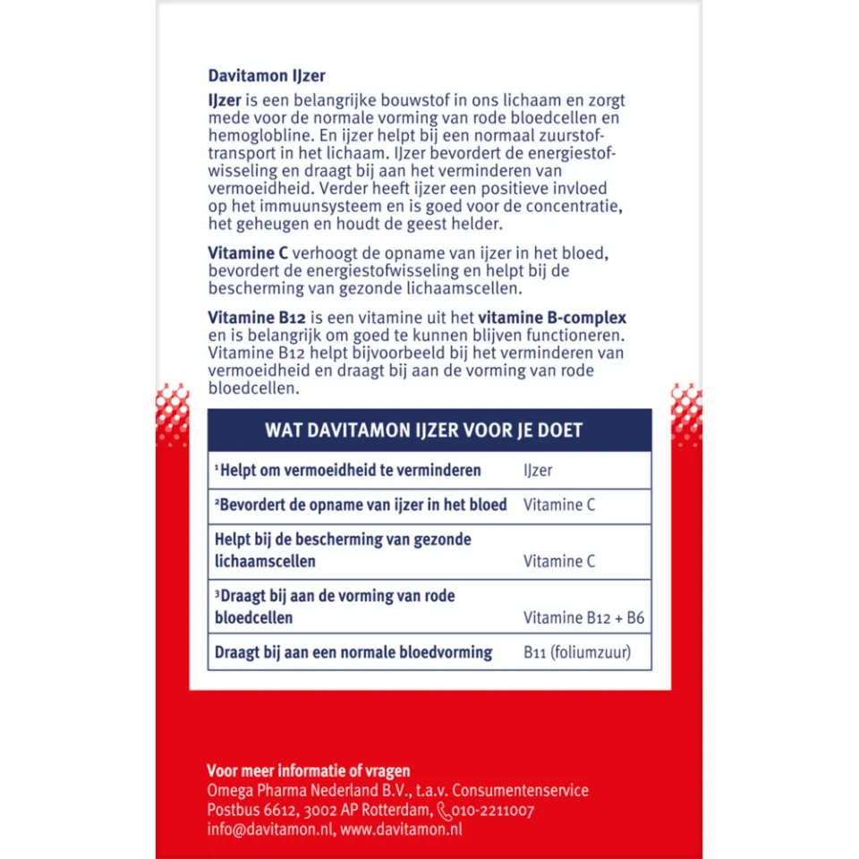 1+1 gratis: Davitamon IJzer Met Vitamine B12 33 tabletten, foto 2