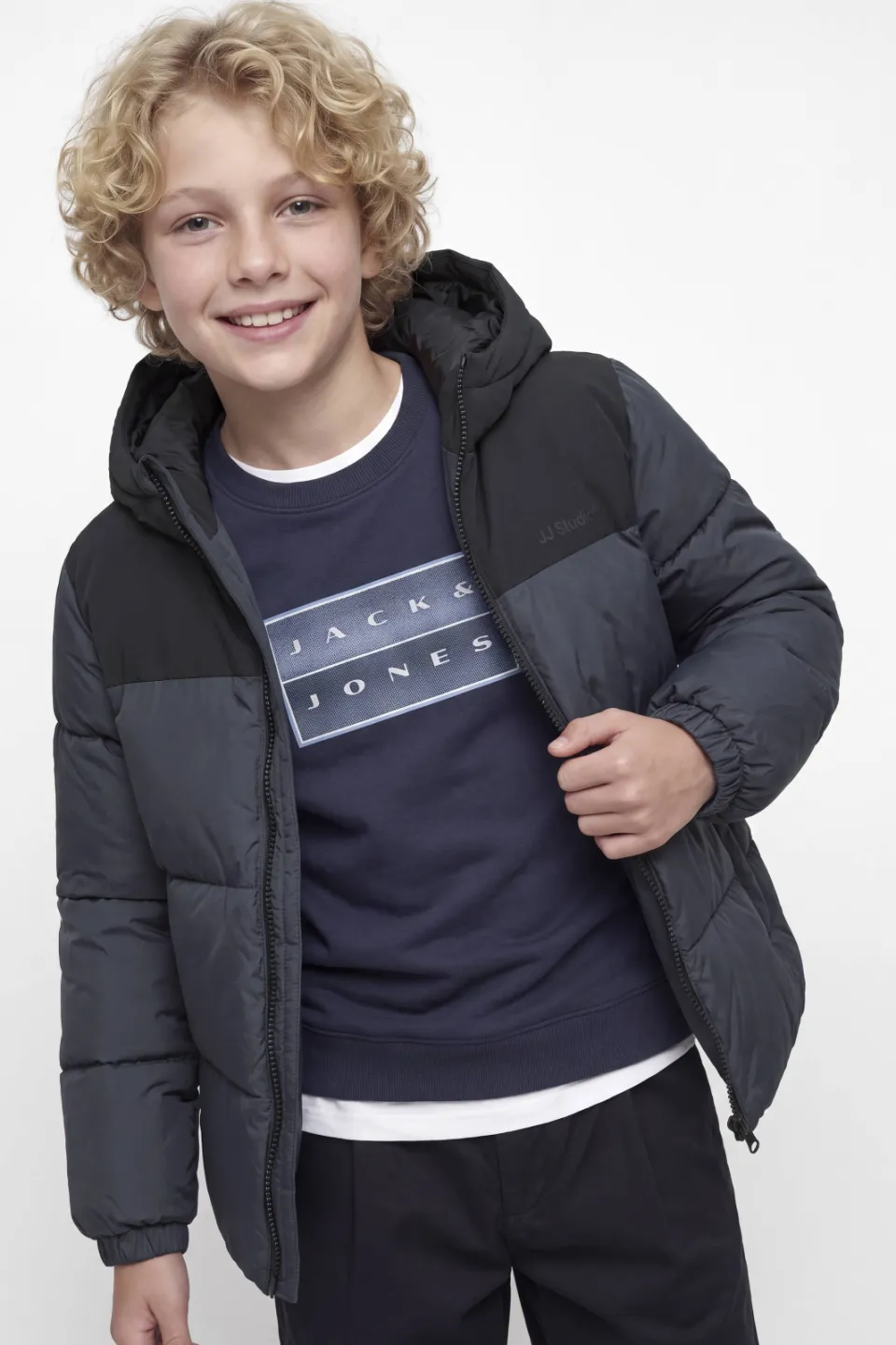 Jack & Jones Junior winter pufferjas antraciet, foto 3