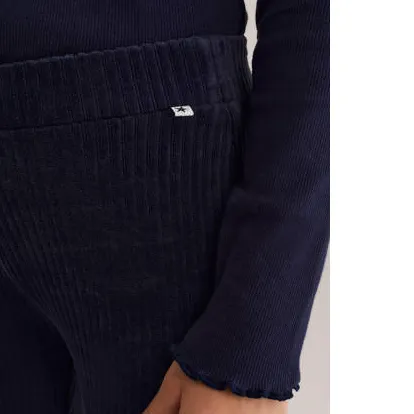 WE Fashion fluwelen flared broek marineblauw, foto 4