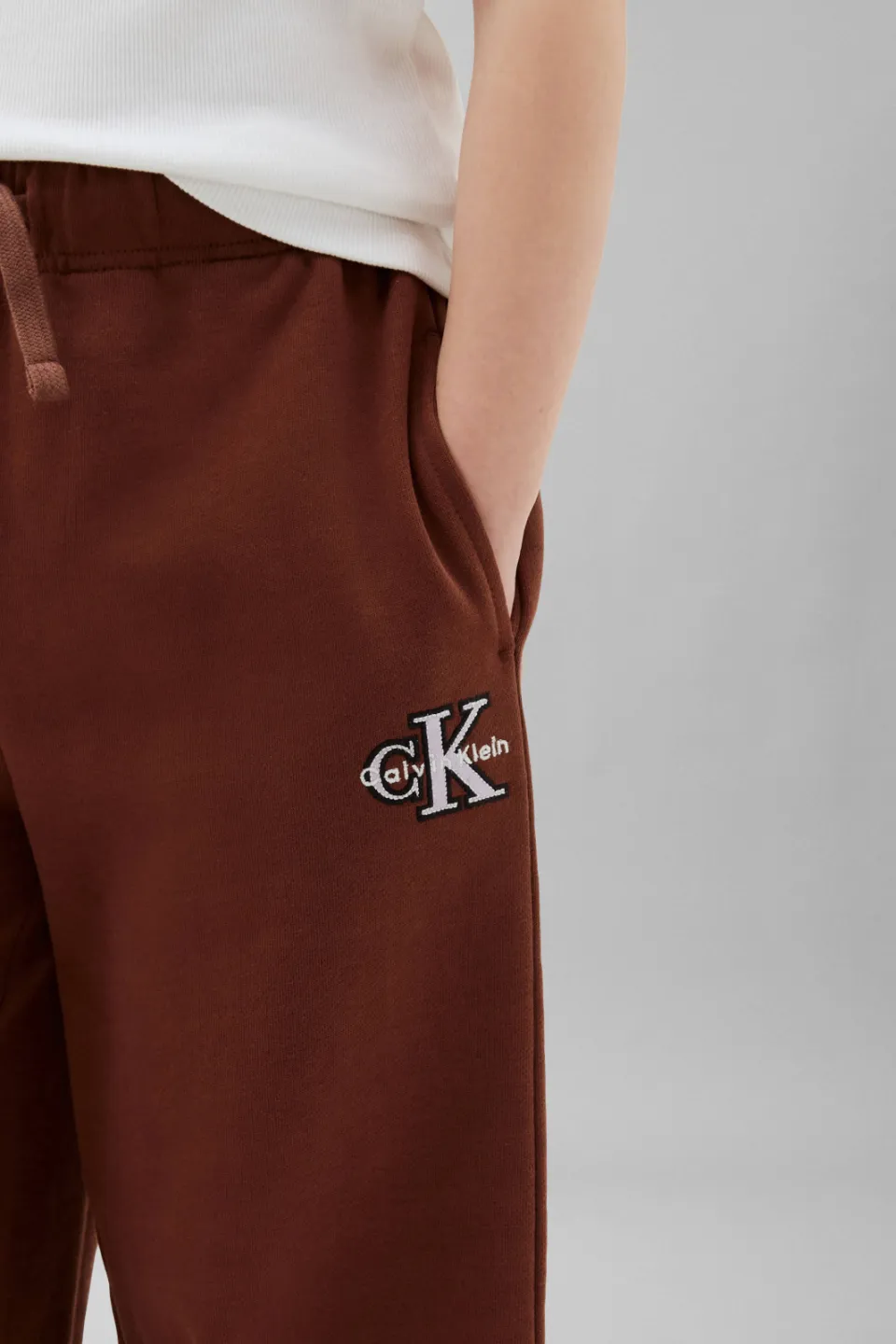 Calvin Klein wide leg sweatbroek bruin, foto 5