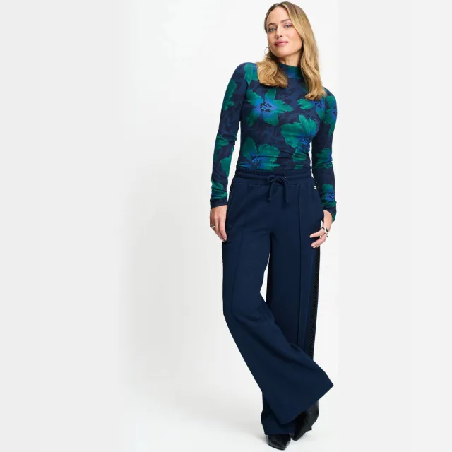 POM Amsterdam wide leg broek met glitters - donkerblauw