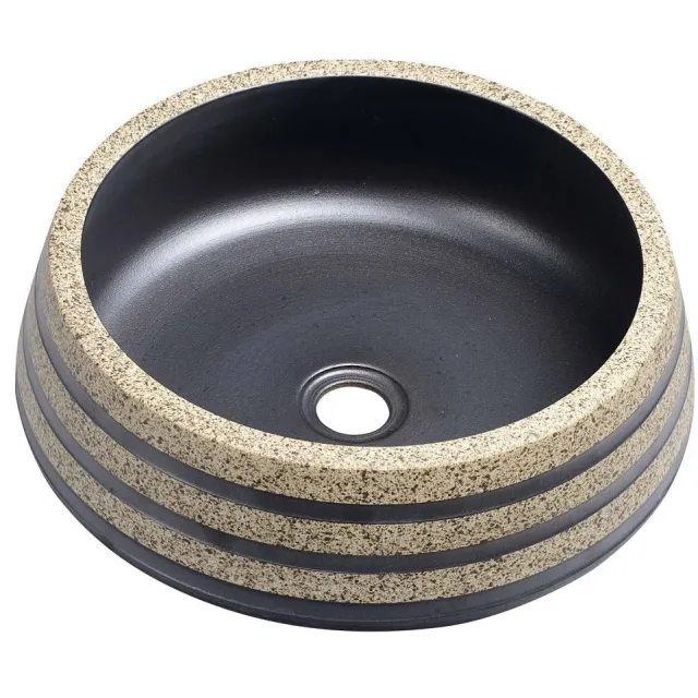 Sapho Waskom Sapho Priori Rond 41x15 cm Keramiek Strepen Zwart / Steen