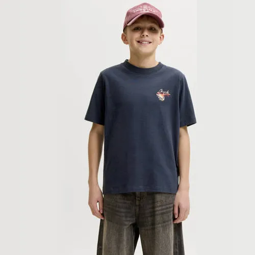 Jack & Jones junior t-shirt met backprint donkerblauw, foto 2
