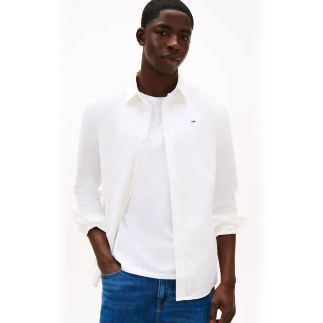Tommy Jeans slim fit overhemd classic white Wit