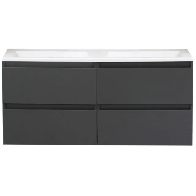 Boss & Wessing Badkamermeubel BWS Pepper Acryl Wastafel Zonder Kraangat 120x55x46 cm Antraciet