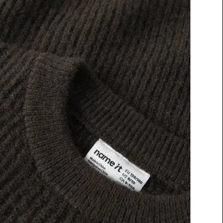 NAME IT KIDS oversized gebreide trui met wol - donkerbruin, foto 3