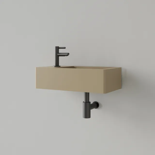 Gliss Design Fontein Gliss Design Freya Solid Marble 40x22x10 cm Met Kraangat Links Mat Cappuccino Beige