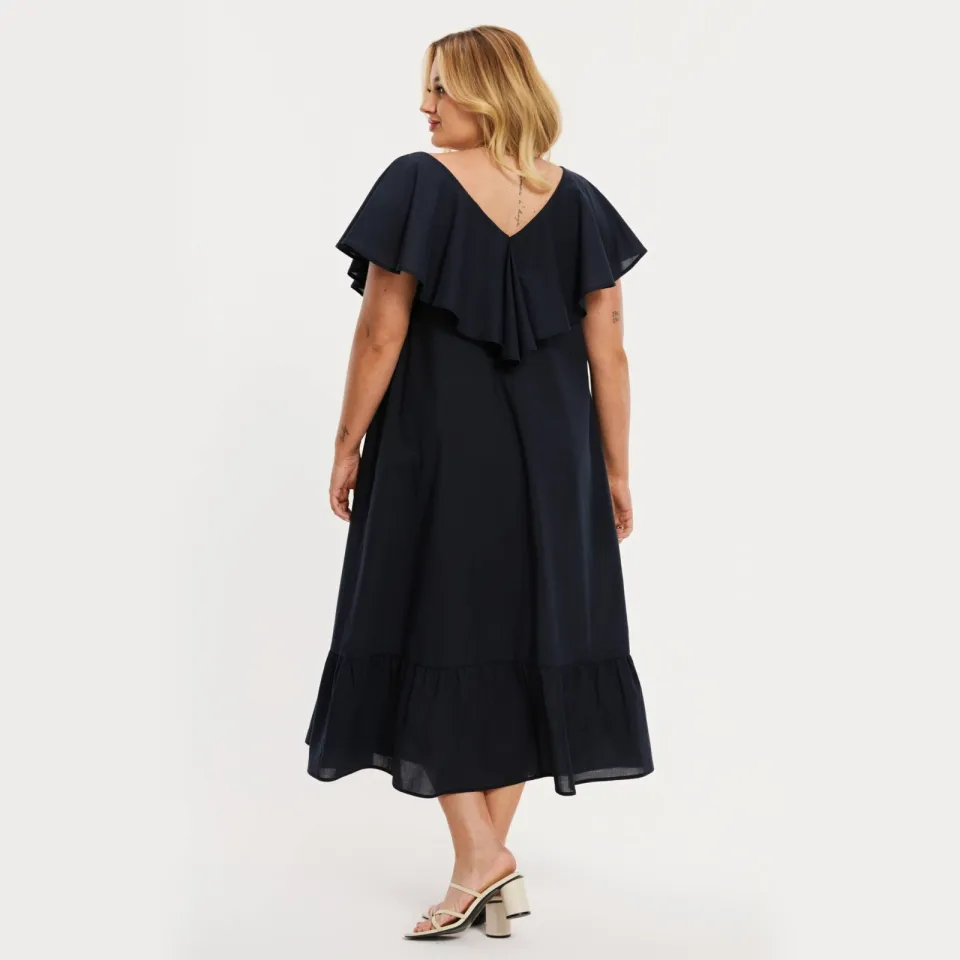 Yoek SOFT jurk met ruches zwart, foto 3