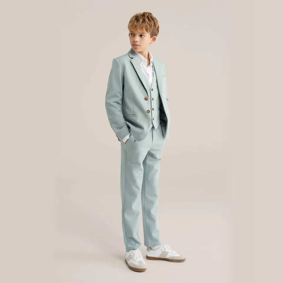 WE Fashion tapered casual broek lichtgroen