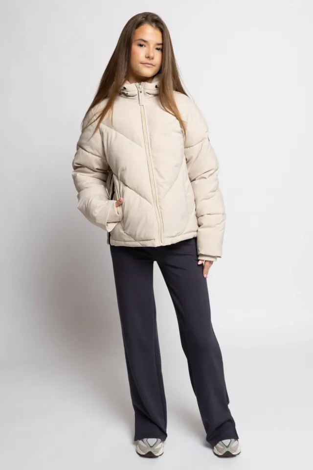 LOOXS 10sixteen gestreepte quilted winterjas ecru