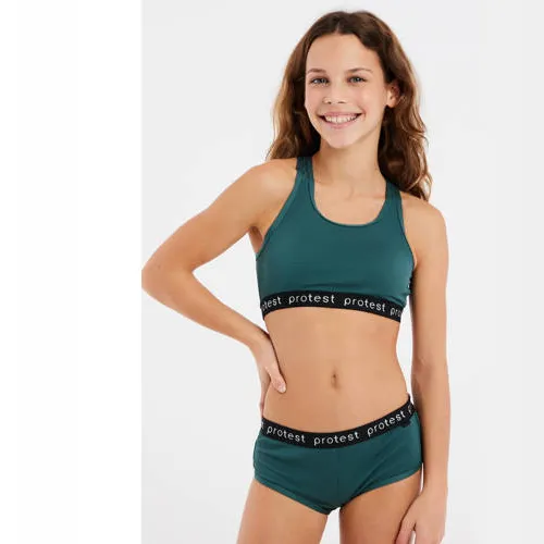 Protest crop bikini PRTBEAU JR groen Meisjes Polyester Printopdruk