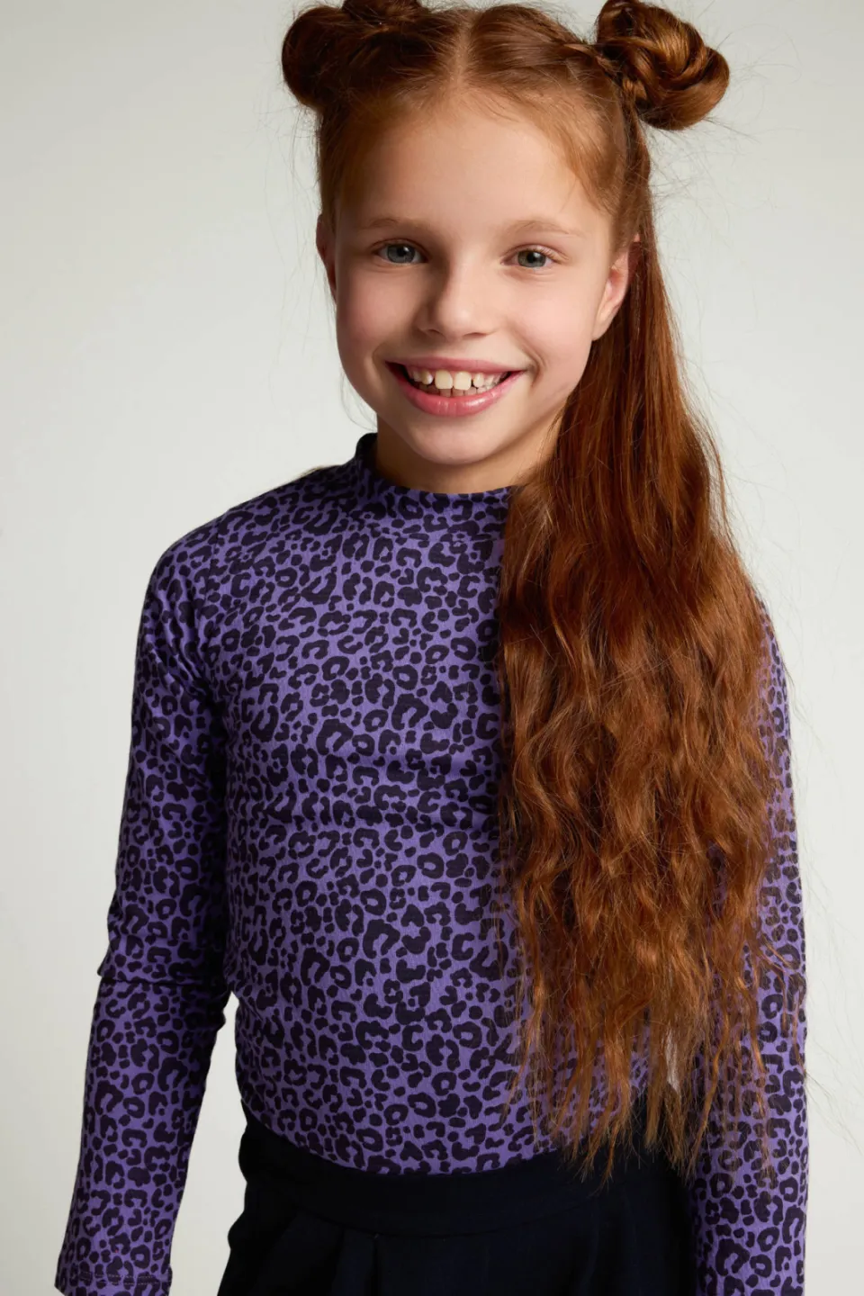LOOXS little aansluitende longsleeve met panterprint paars