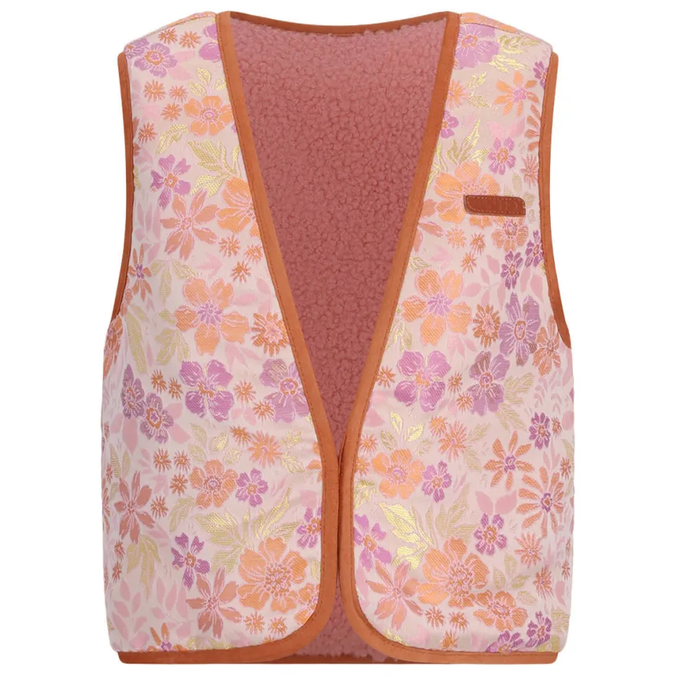 Nono rechtvallend gebloemd teddy gilet - roze, foto 5