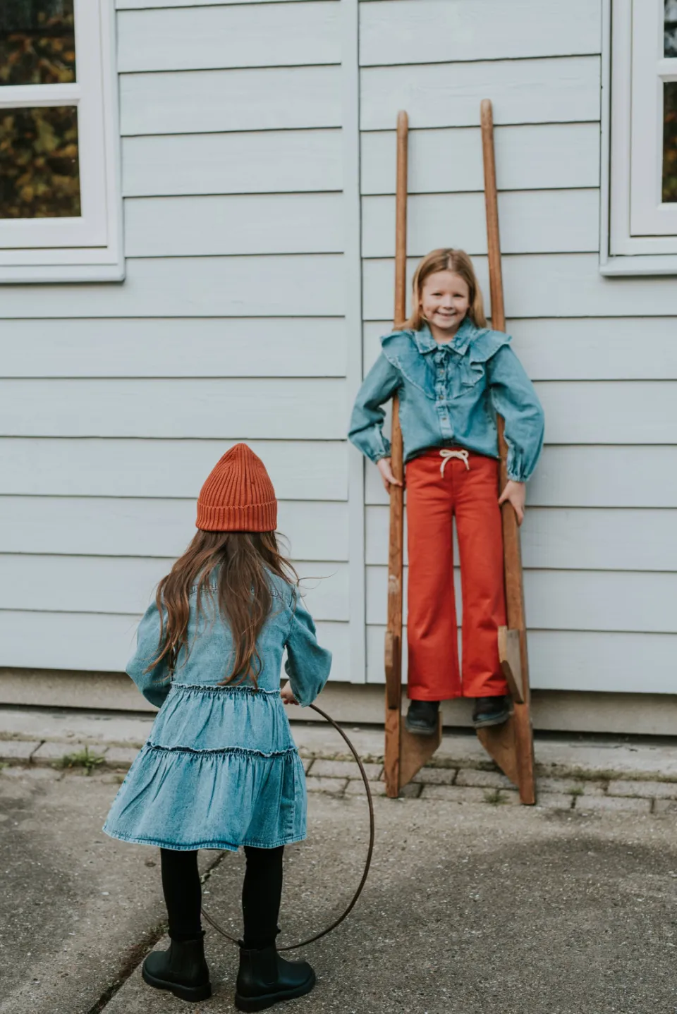 Koko Noko wide leg sweatbroek koraalrood