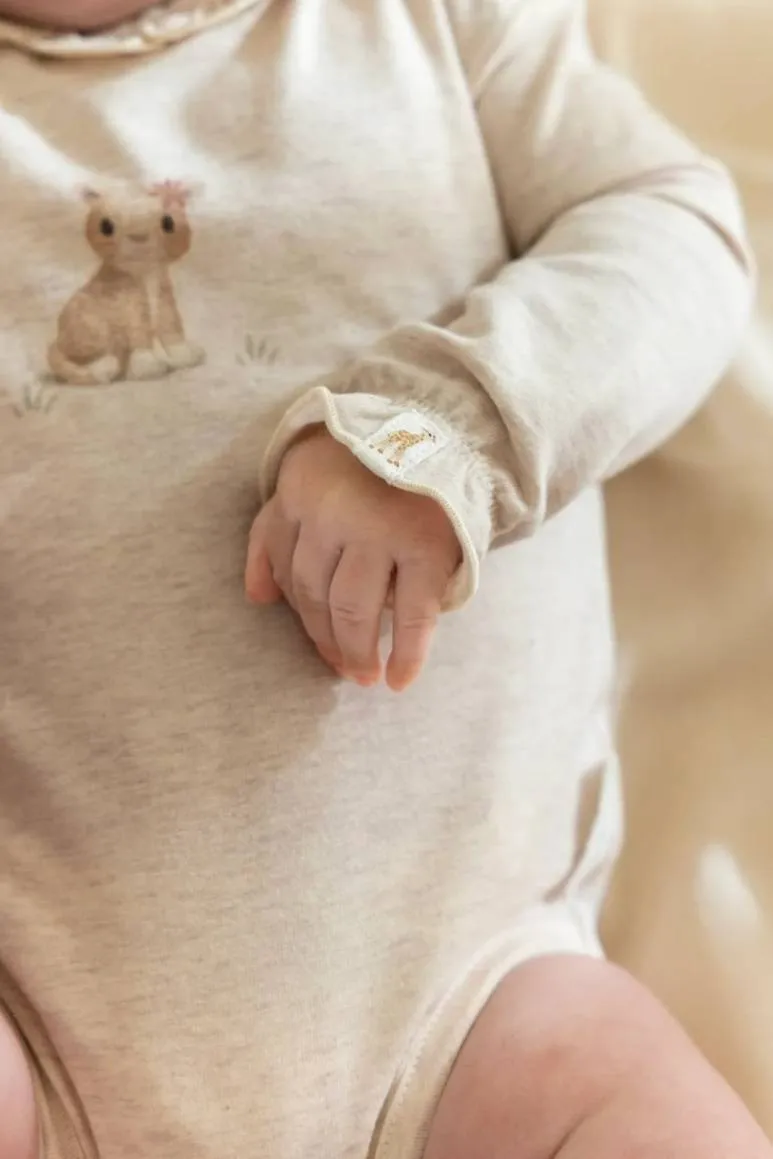 Little Dutch katoenen romper met ruches en print - beige, foto 5