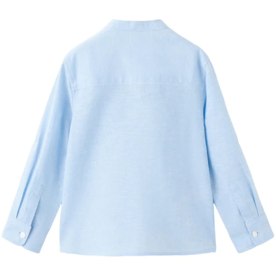 Mango Kids casual overhemd met linnen lichtblauw, foto 3