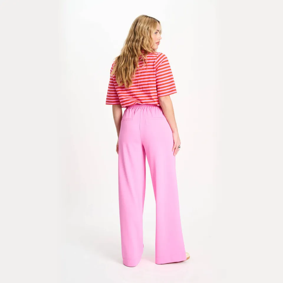 POM Amsterdam wide leg high waist gestreepte broek roze, foto 3
