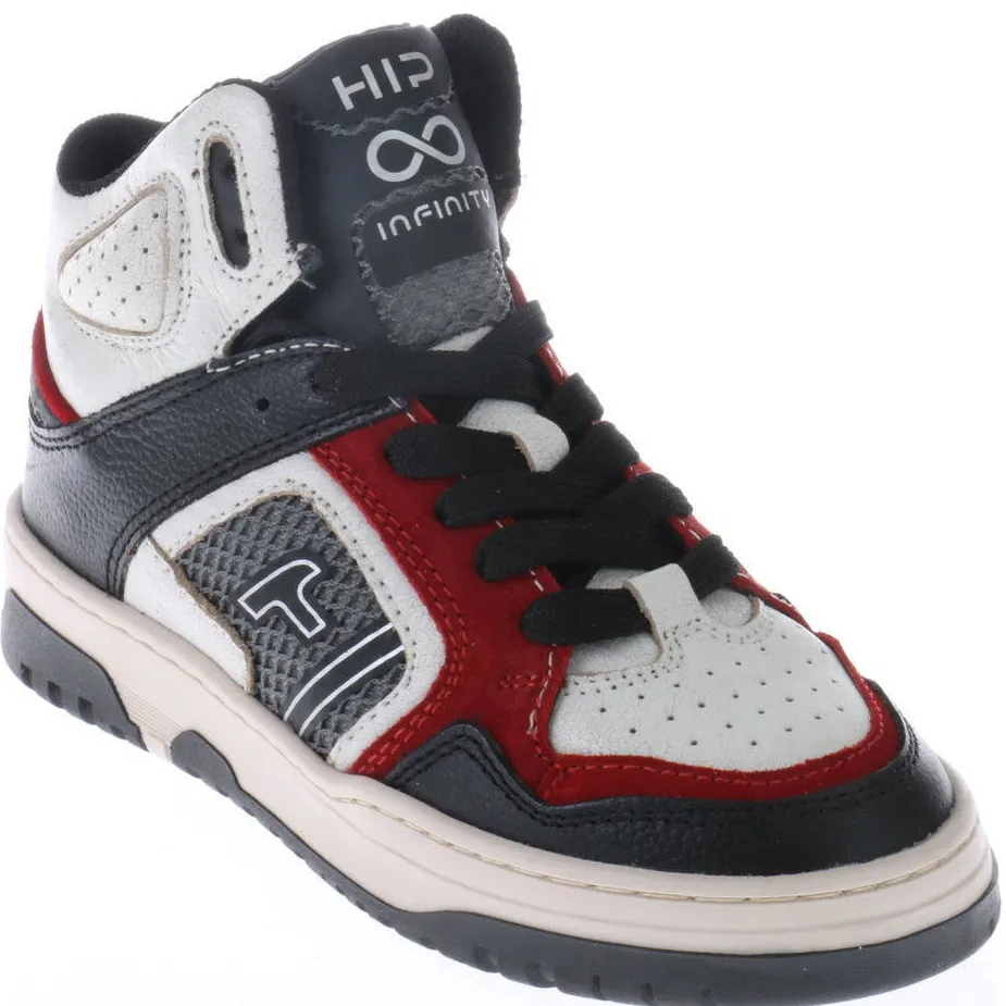 Hip leren sneakers zwart/wit/rood, foto 2