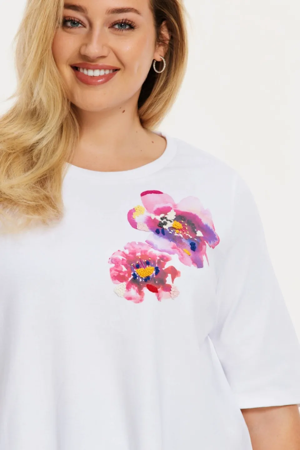 Yoek gebloemd T-shirt wit, foto 4