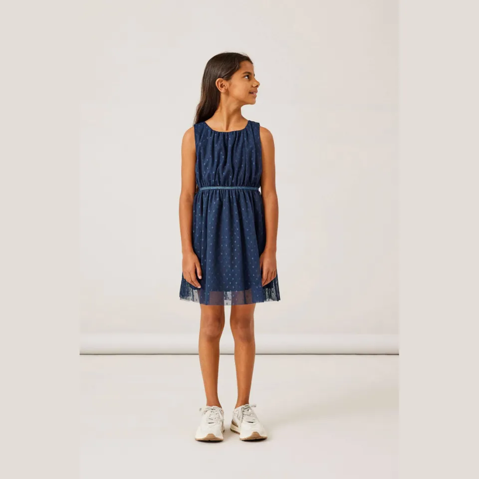 NAME IT semi-transparante korte jurk met print donkerblauw, foto 4