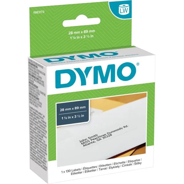Etiket dymo labelwriter adressering 28x89mm 1 rol zwart op wit