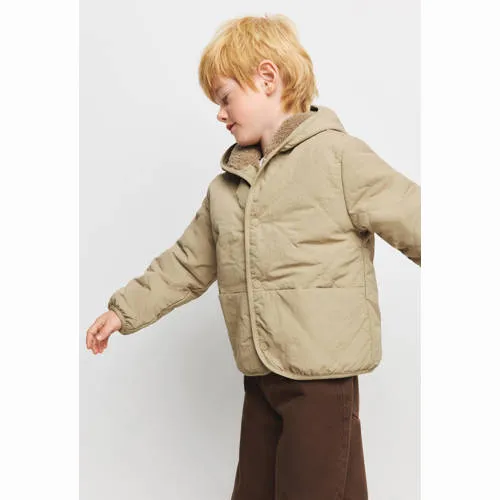 Mango gewatteerde winterjas beige met capuchon