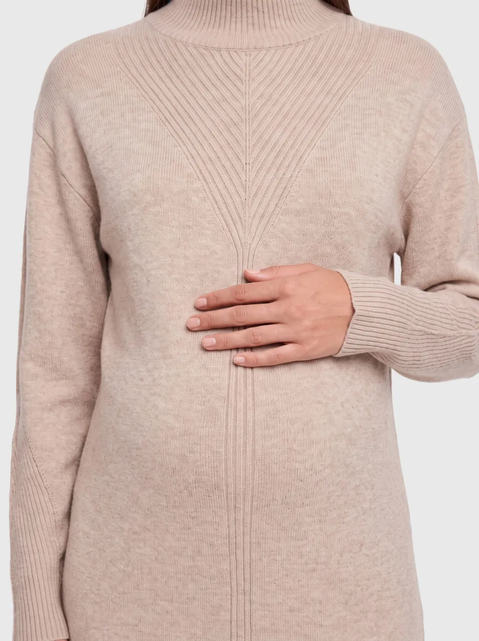 Only Maternity gebreide zwangerschapscoljurk beige, foto 6