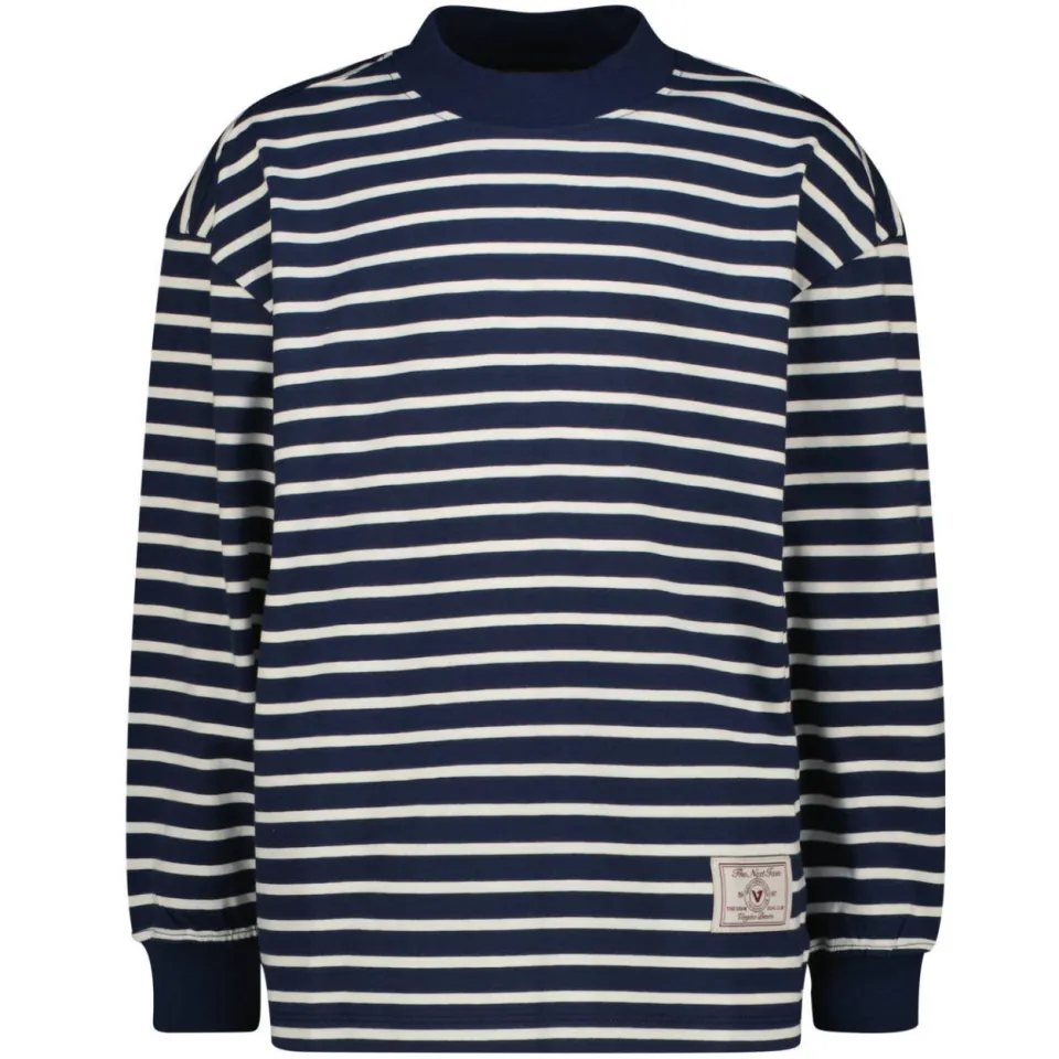 Vingino Hideshi oversized longsleeve donkerblauw gestreept donkerblauw/wit, foto 2