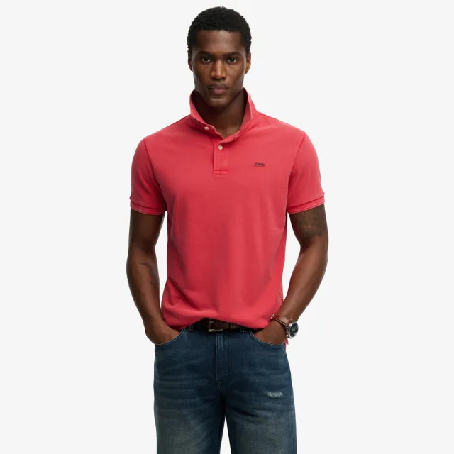 Superdry regular polo roze Raspberry Pink
