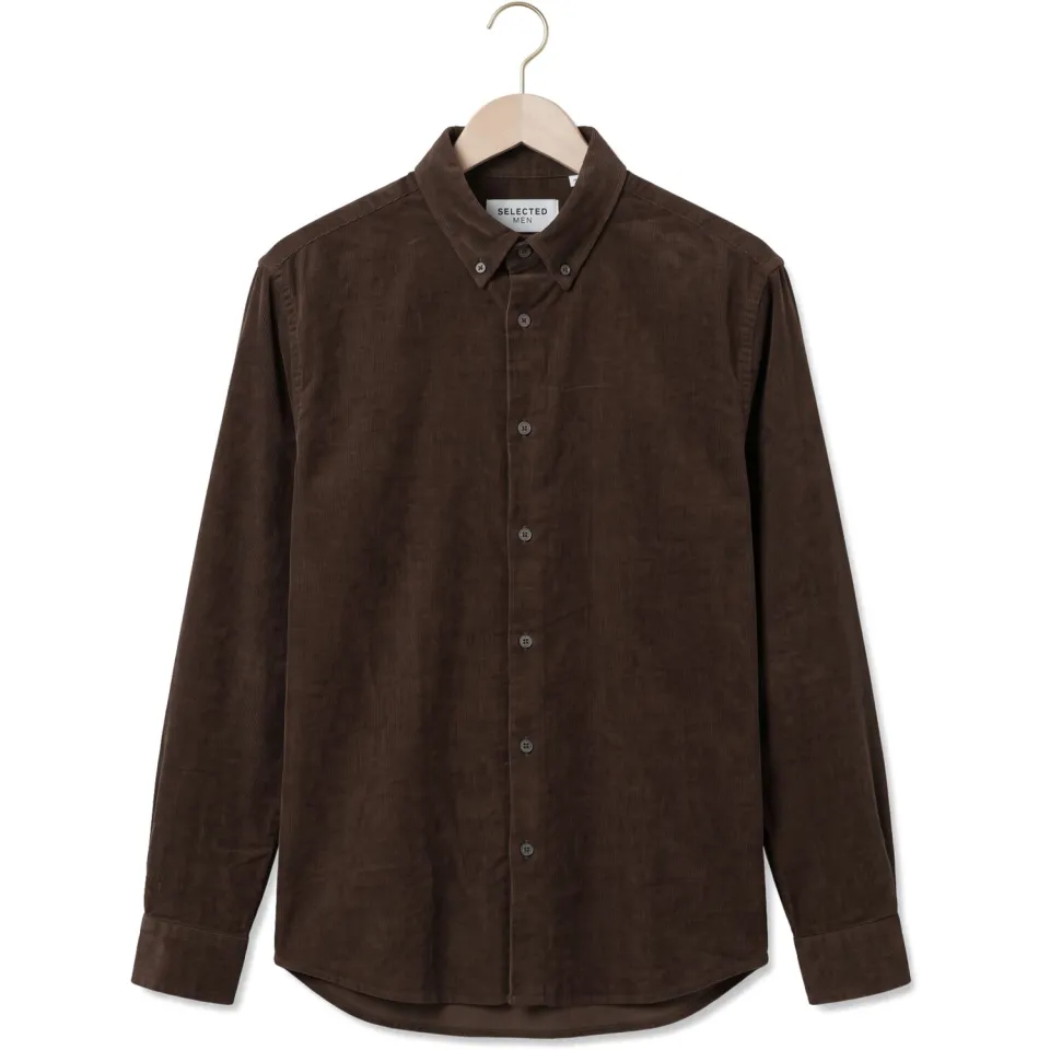 SELECTED MEN Heren Overhemden Slmregcole Danni Cord Bd Ls Shirt - Bruin, foto 2