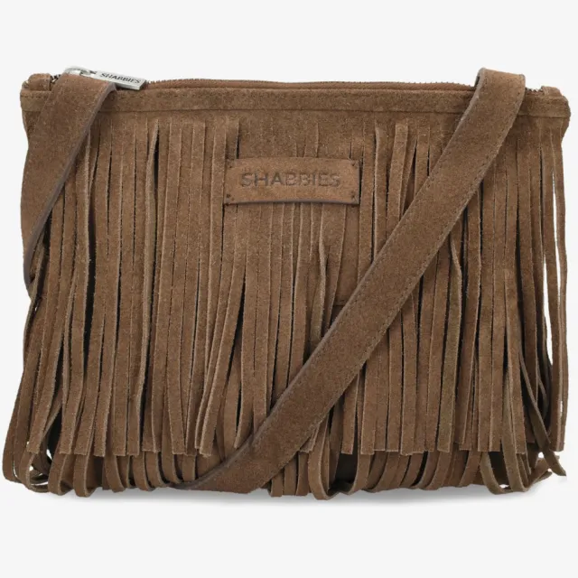 Shabbies Amsterdam Festival Fringe crossbody tas taupe
